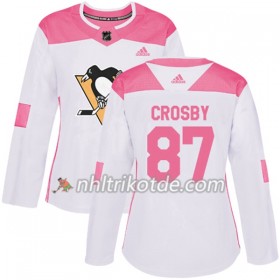 Pittsburgh Penguins Trikot Sidney Crosby 87 Adidas 2017-2018 Weiß Pink Fashion Authentic - Dame